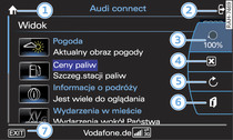 Wskazanie usług Audi connect